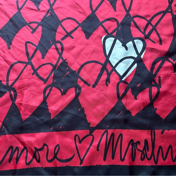 Moschino Archive Archivio Black Red White Large Amore Heart Scarf - Picture 4 of 6